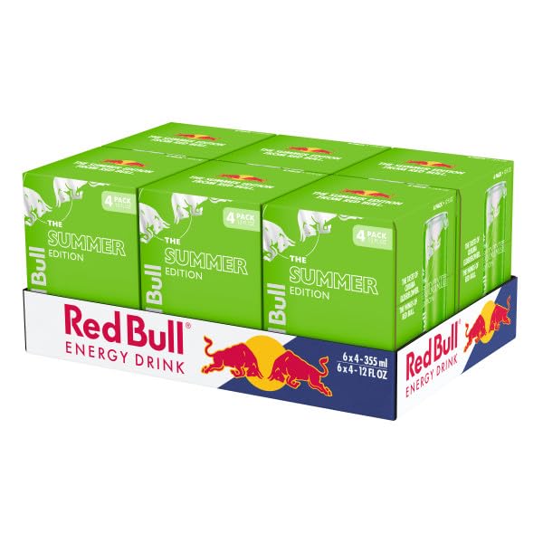 Red Bull Green Edition Energy Drink, Curuba Elderflower, 12 Fl Oz, 6 Packs of 4 Cans (Pack of 24)