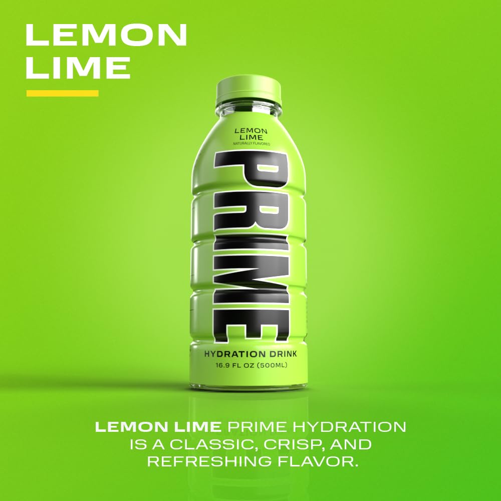 Prime Hydration Drink, Lemonade 16.9 fl oz, Single Bottle pack of 12