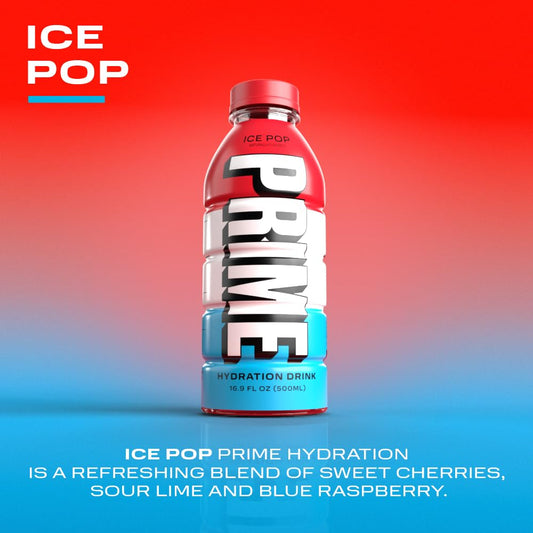 Prime Hydration Drink, Ice Pop 16.9 fl oz, Single Bottle peak of 12