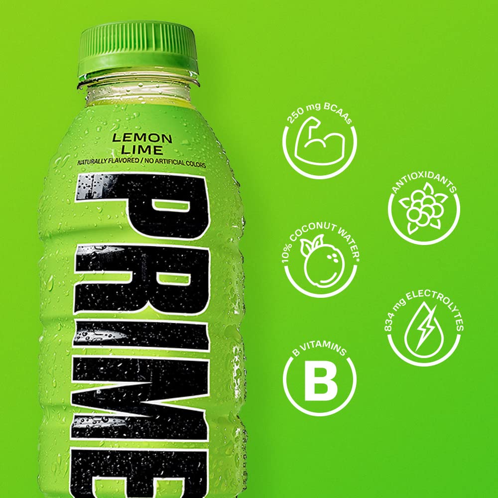 Prime Hydration Drink, Lemonade 16.9 fl oz, Single Bottle pack of 12