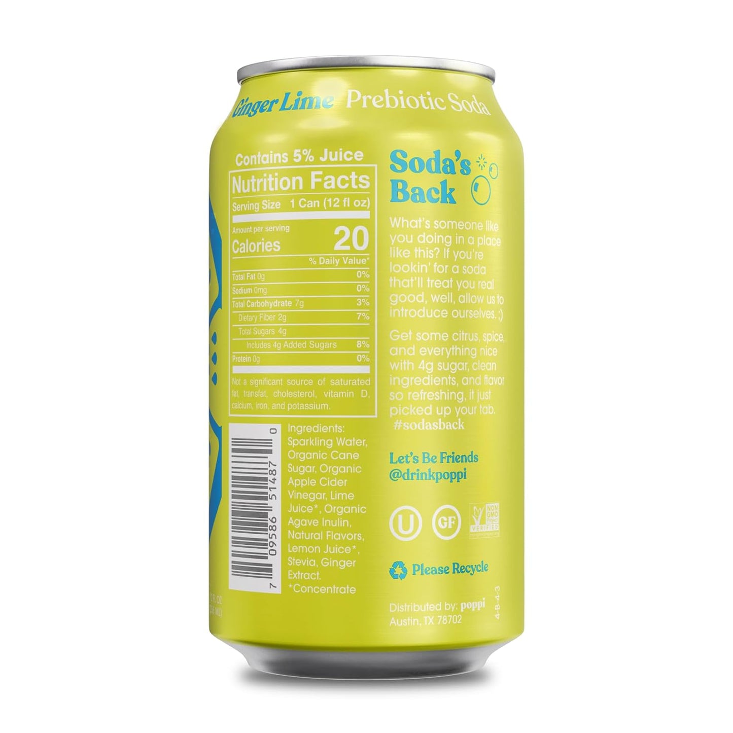 Poppi Grape Prebiotic Soda, 12 oz, (Pack of 12)