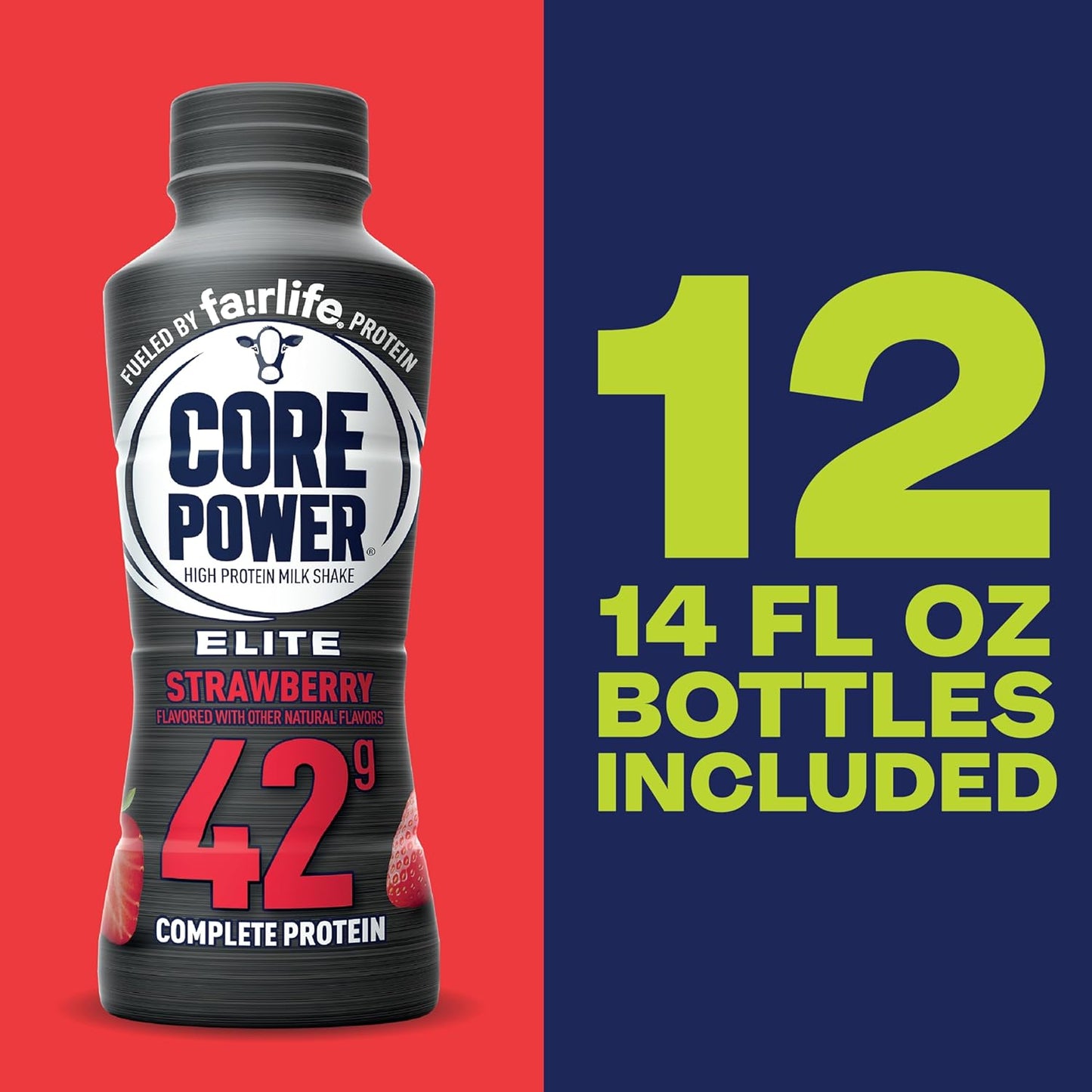 Core Power Elite Strawberry High Protein Shake, Fair Life 42g 12 Pack