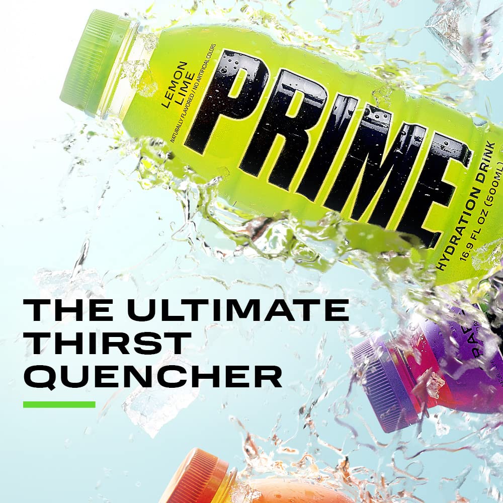 Prime Hydration Drink, Lemonade 16.9 fl oz, Single Bottle pack of 12