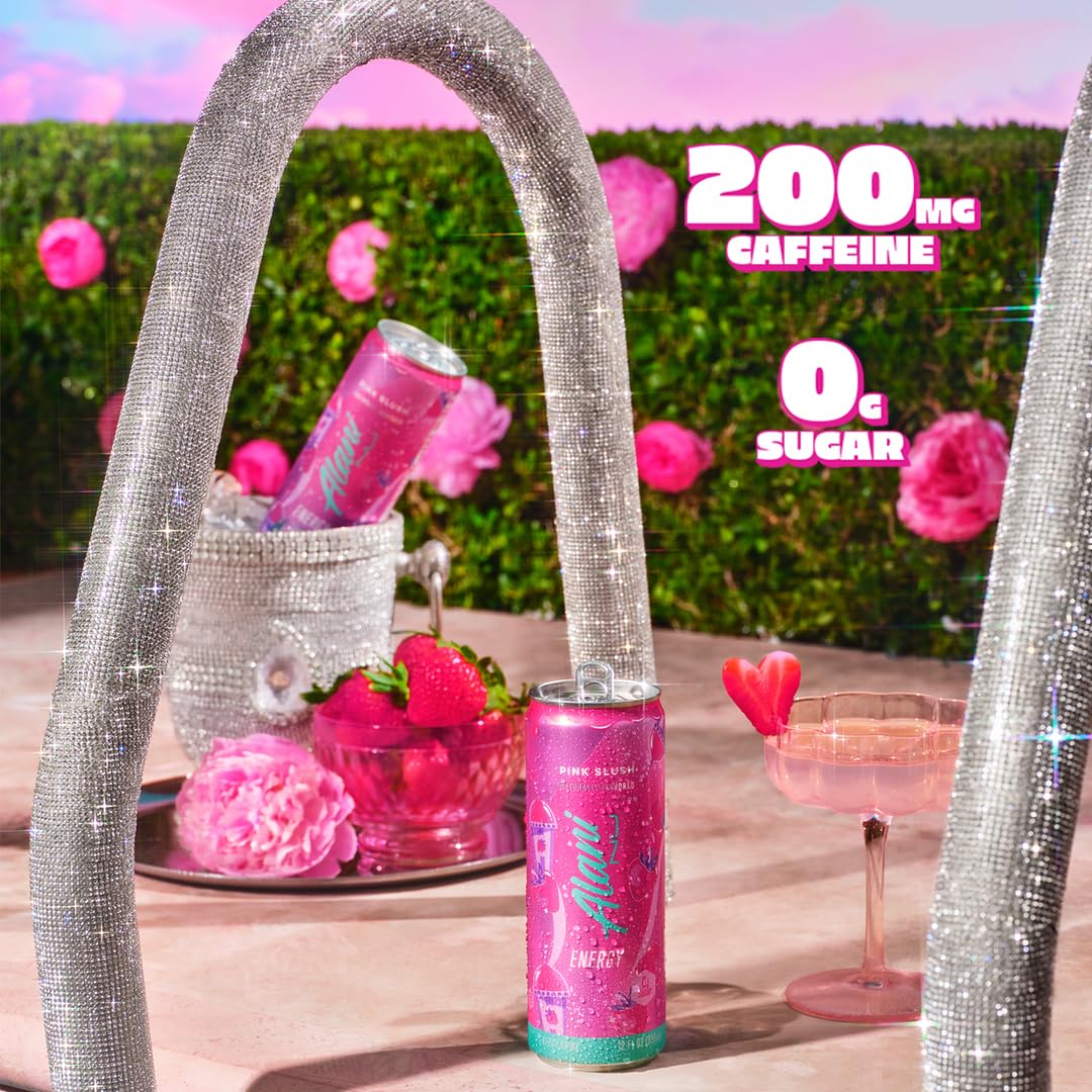 Pink Slush Alani Energy Drink – Sugar Free (12 Pack) | 200mg Caffeine | Paris Hilton x Alani Nu | Biotin & B Vitamins