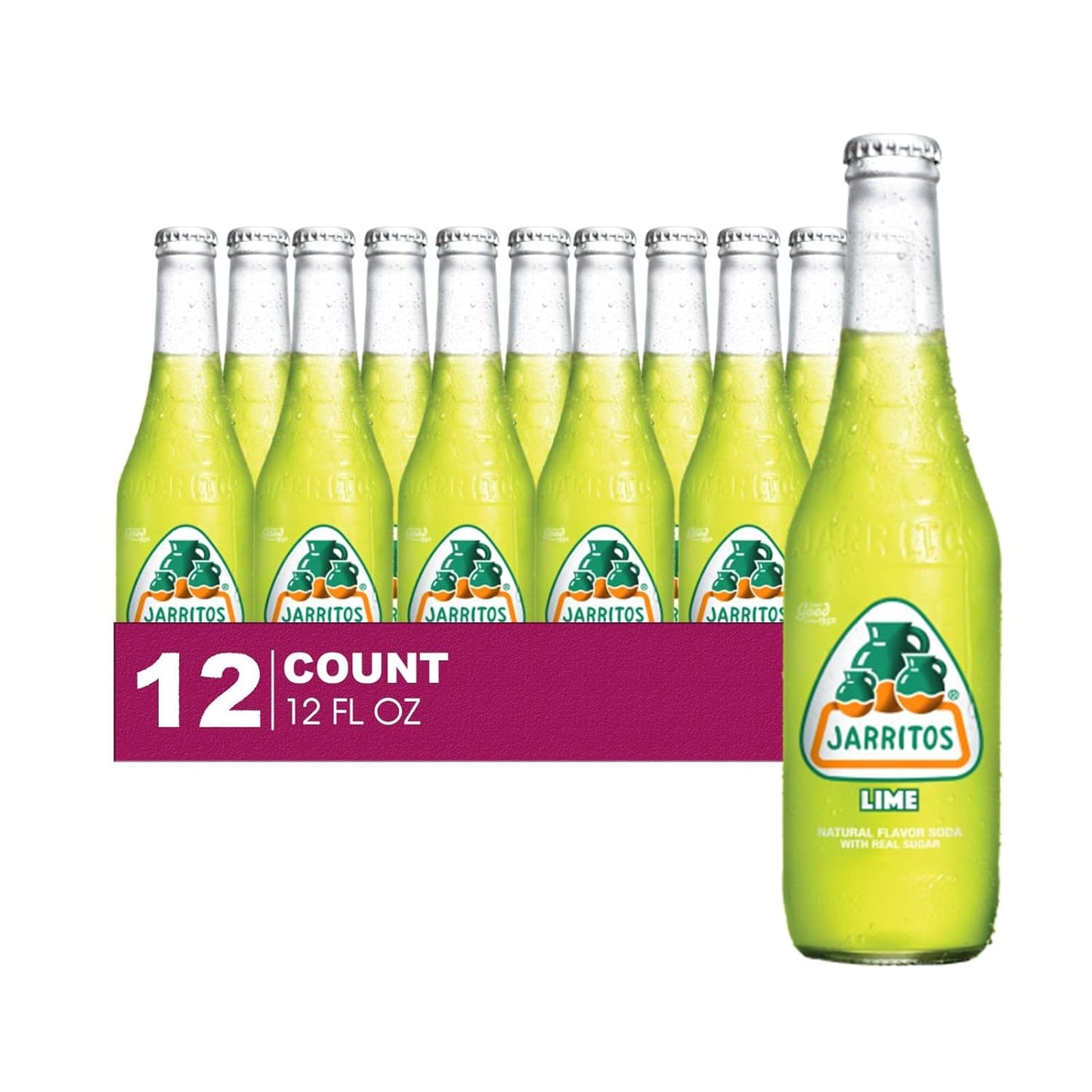Jarritos 12 Pack of Lime Mexican Soft Drink Glass Bottle 12 fl oz