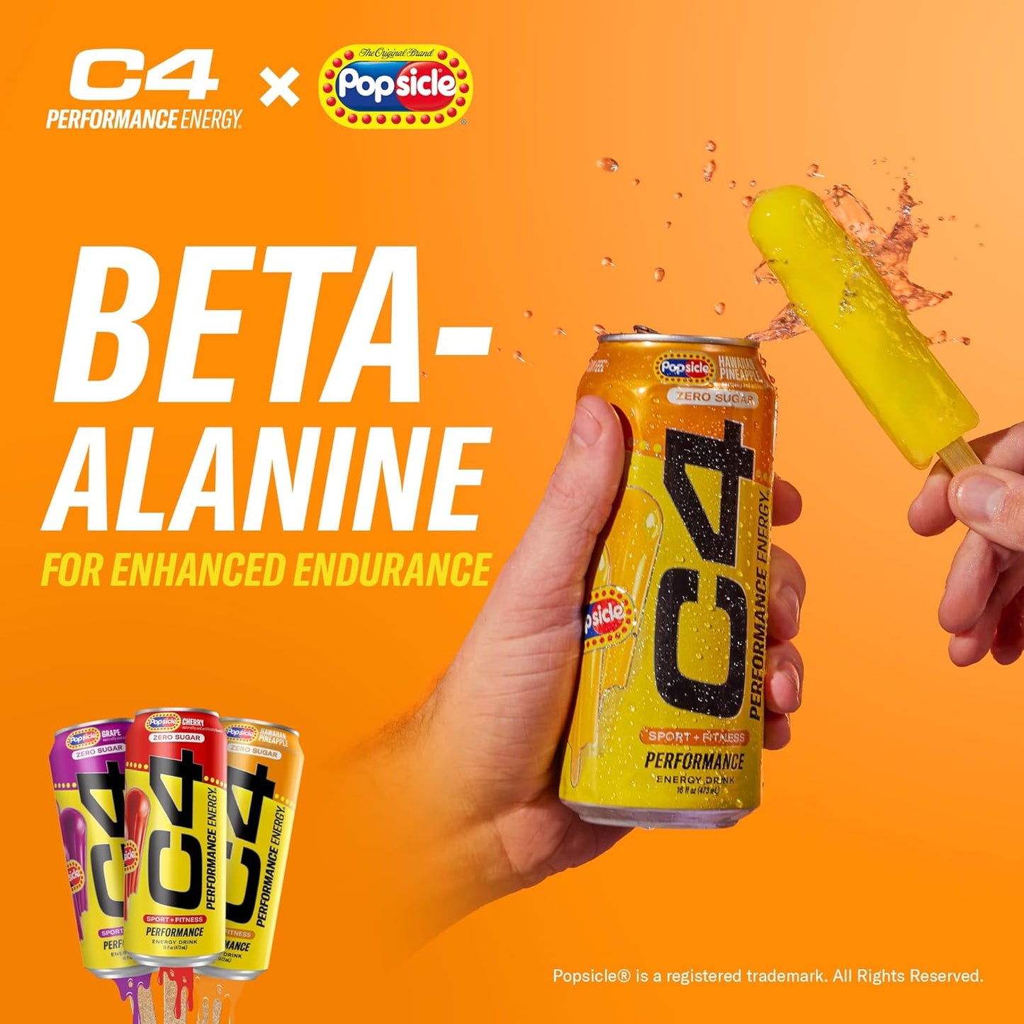 Cellucor C4 Energy Drink x | POPSICLE Cherry | Pre Workout | 16 Fl Oz (12 Pack)