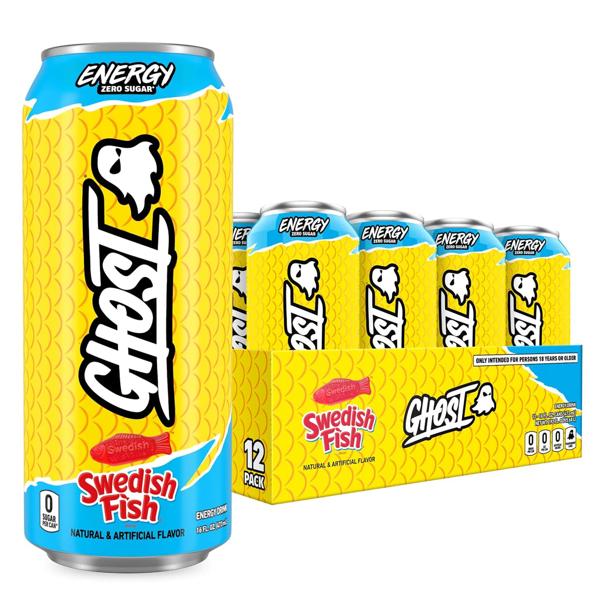 GHOST Energy Drink Swedish Fish 12-Pack 16oz cans