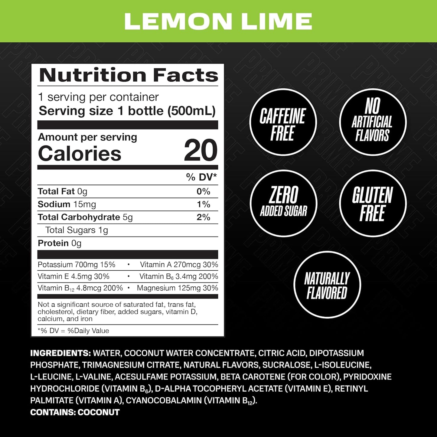 Prime Hydration Drink, Lemonade 16.9 fl oz, Single Bottle pack of 12