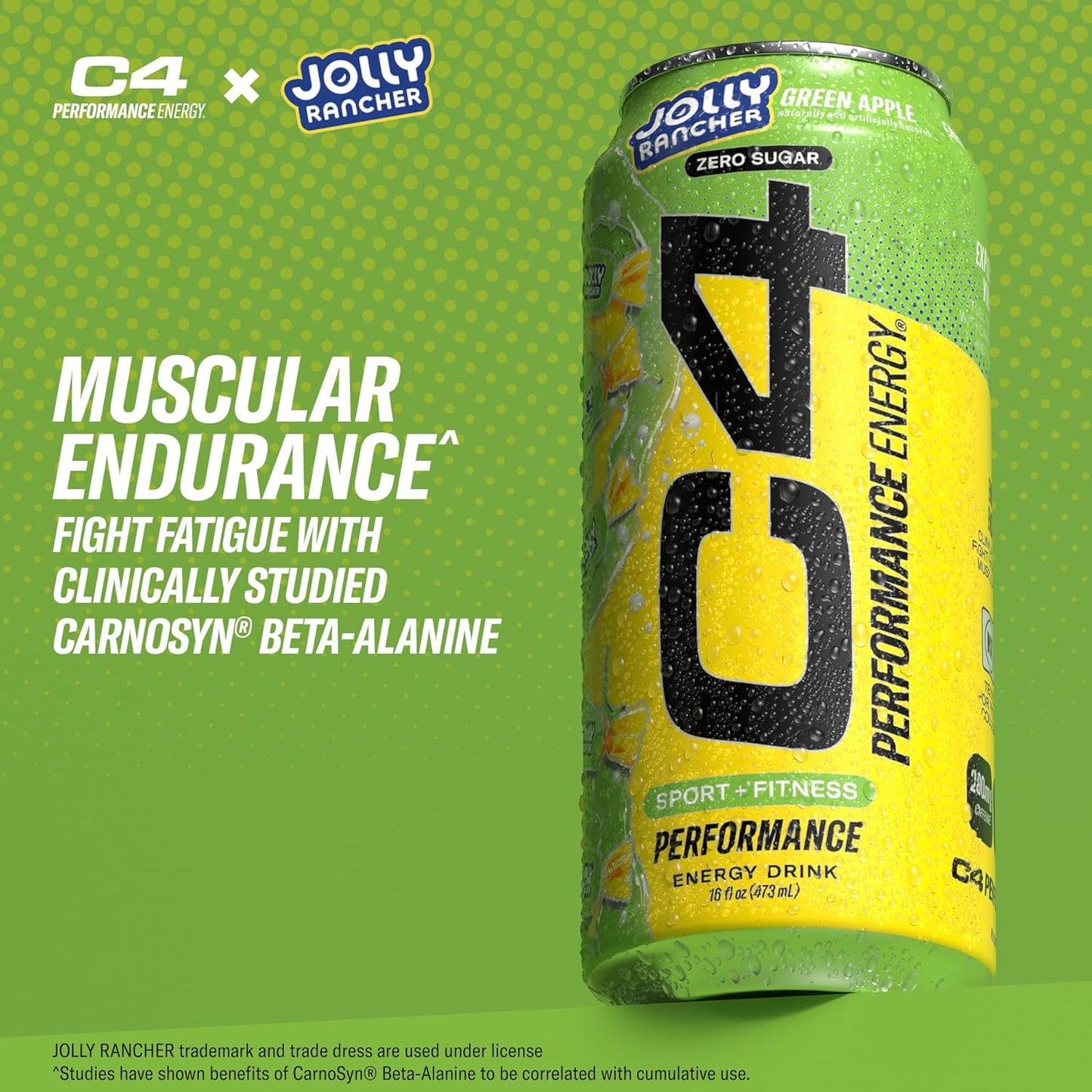 Cellucor C4 Performance Energy Drink | JOLLY RANCHER Green Apple | Preworkout | 16 Fl Oz (12 Pack)