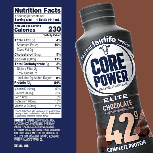 Fairlife Core Power Elite 42g Protein Shake, Chocolate, 14 fl. oz, 10 pack