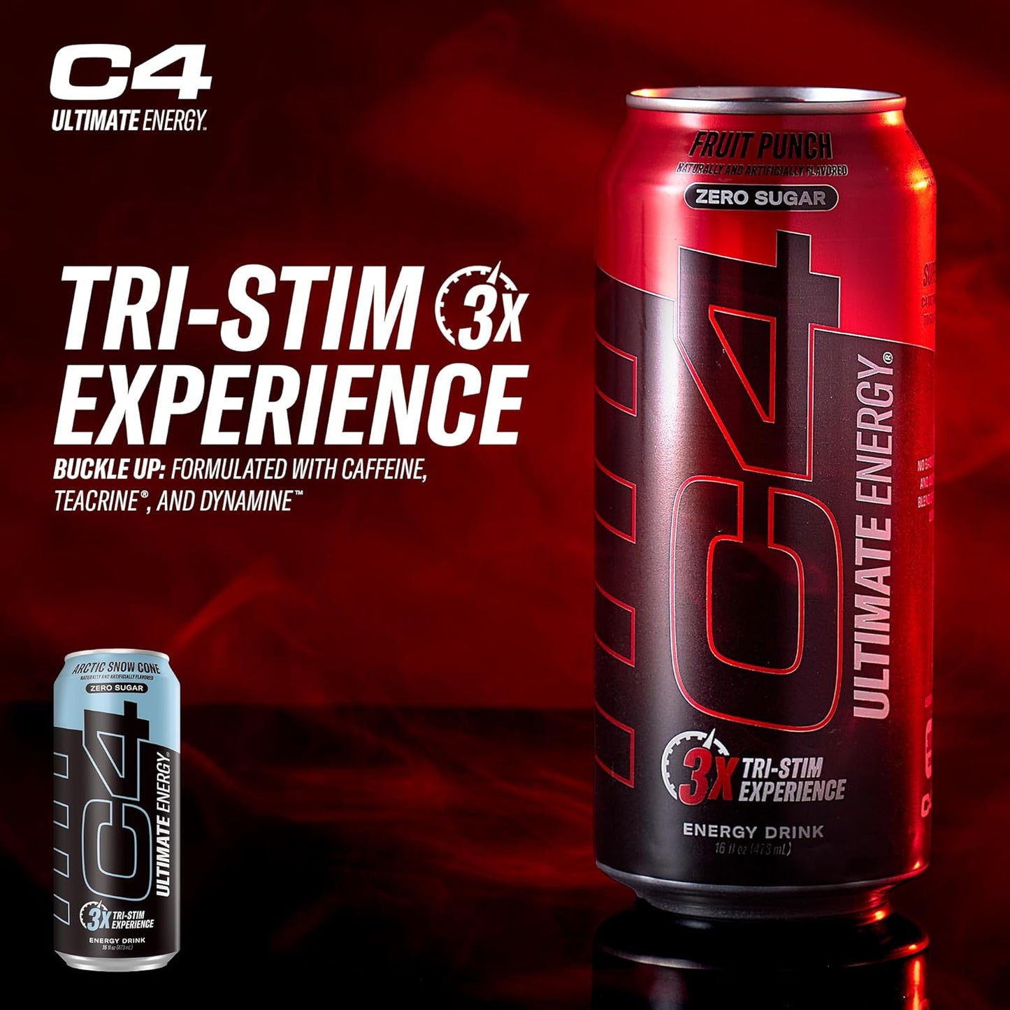 Cellucor C4 Performance Energy Drink | Arctic Snow Cone | 16 Fl Oz (12 Pack)