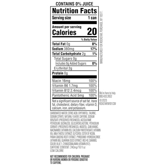 Rockstar Pure Zero Energy Drink, Fruit Punch, 16oz Cans (12 Pack)