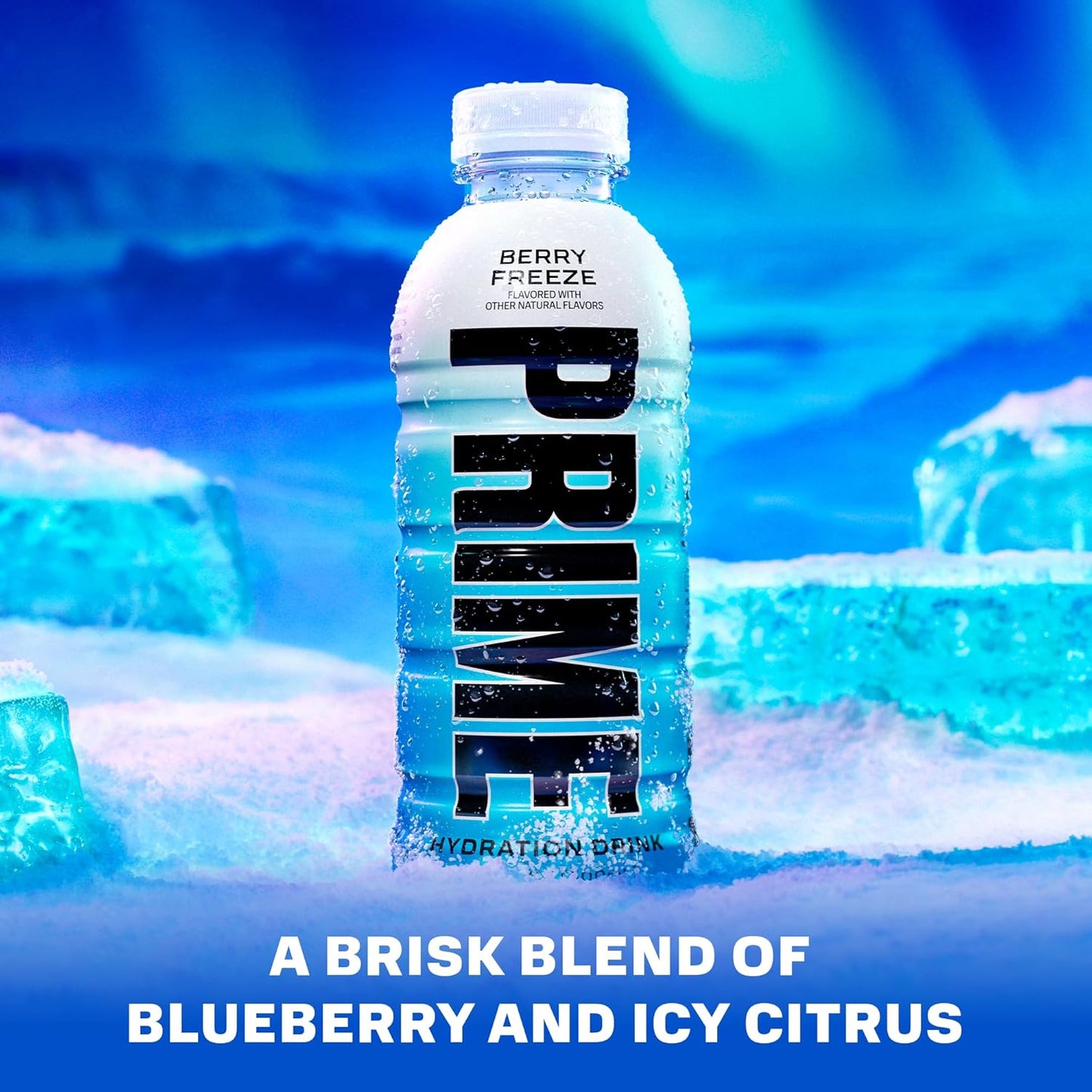 Prime Hydration Drink, New Special Edition BLUE FREEZE Bottle, 16.9oz peak of 12