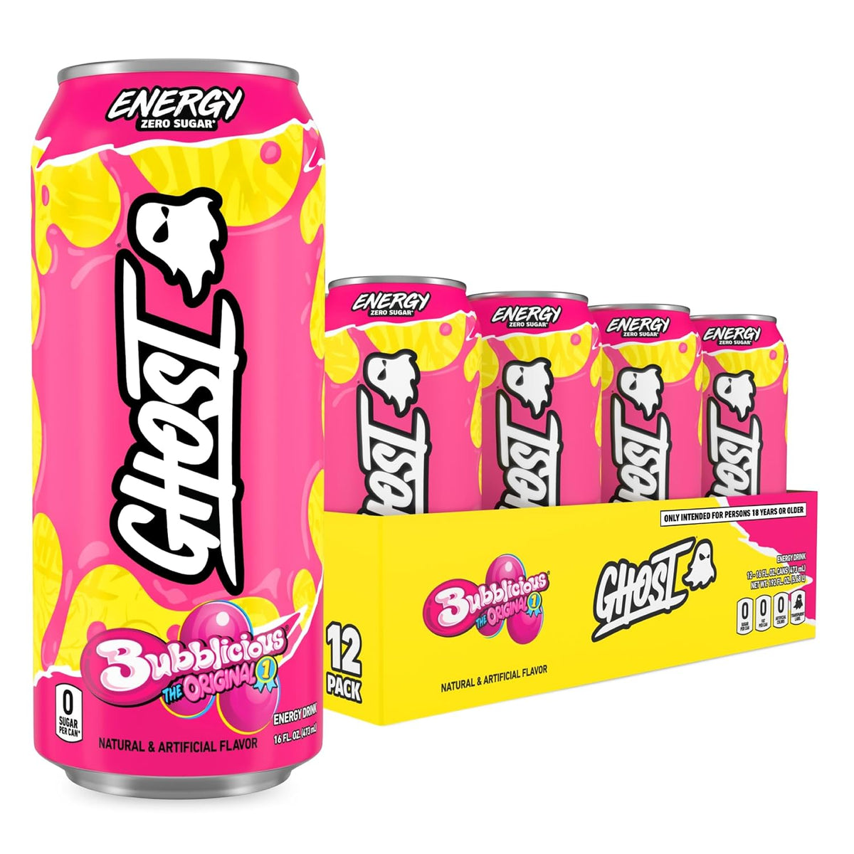 GHOST Energy Drink Bubblicious Original 12-Pack 16oz cans