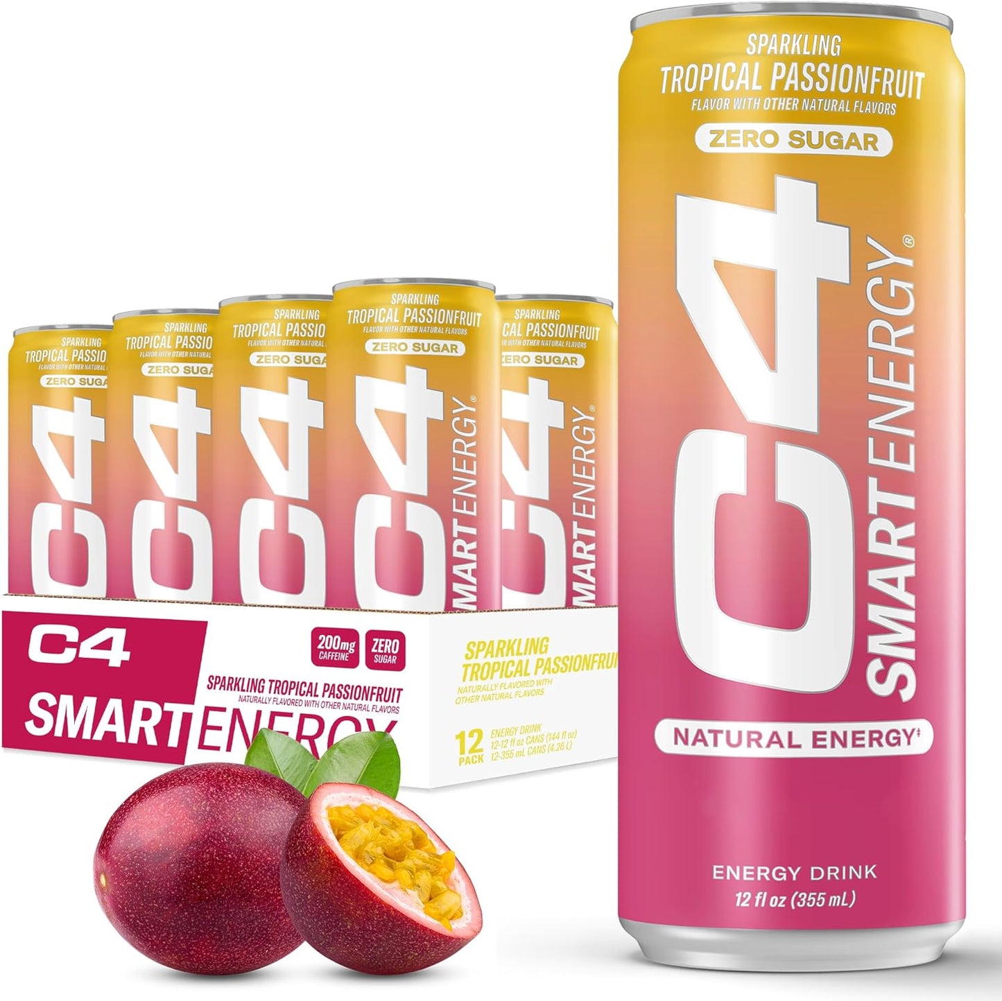 Cellucor C4 Performance Energy Drink | Tropical Passionfruit | 16 Fl Oz (12 Pack)