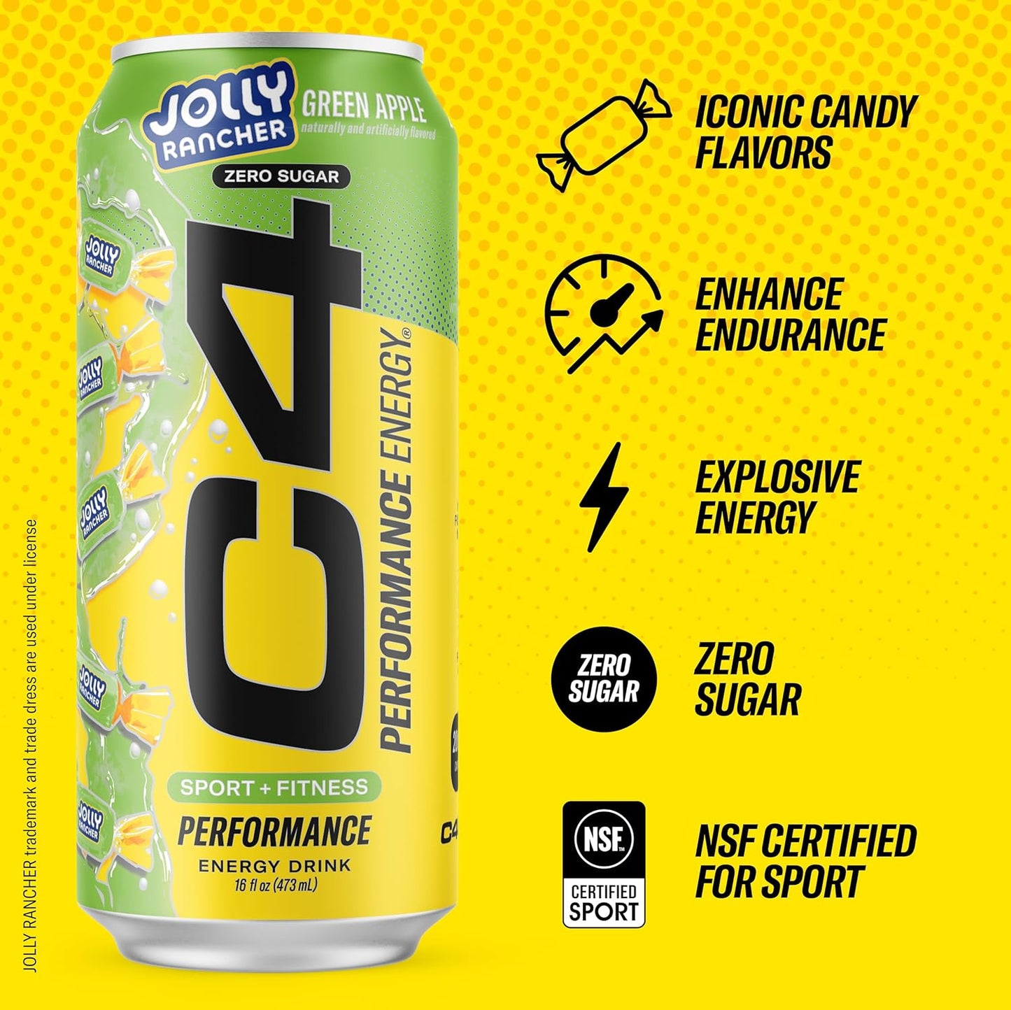 Cellucor C4 Performance Energy Drink | JOLLY RANCHER Green Apple | Preworkout | 16 Fl Oz (12 Pack)