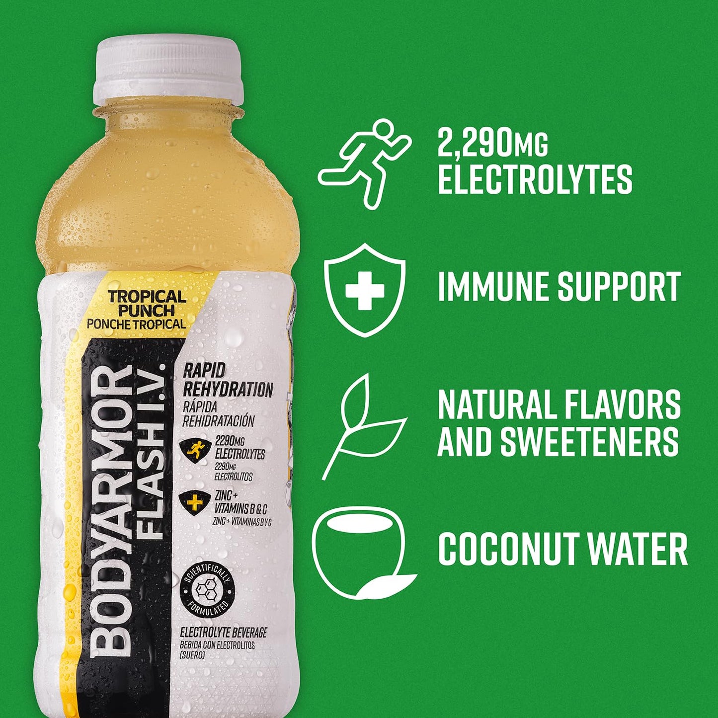 BODYARMOR Flash IV Tropical Punch Electrolyte Hydration Sports Drink (12 Pack)