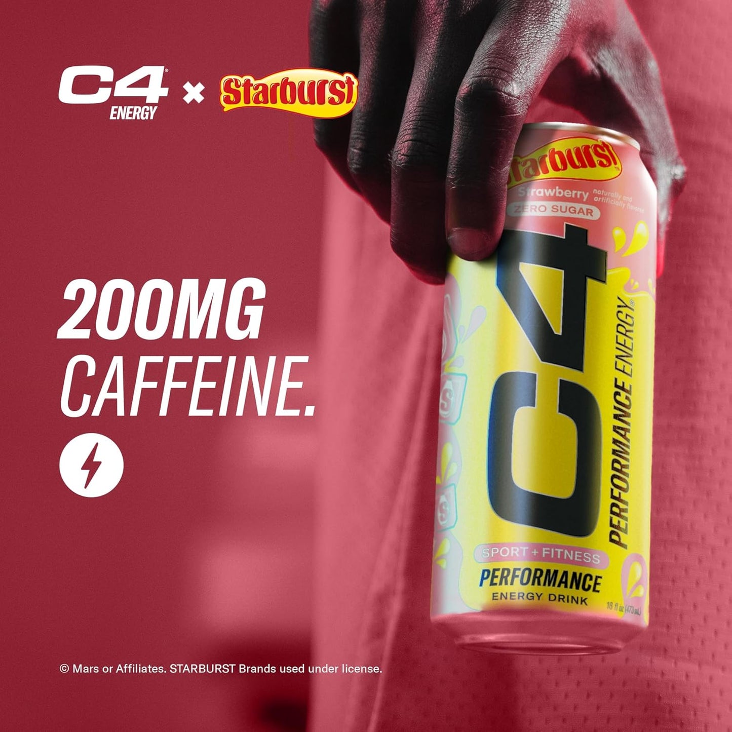 Cellucor C4 Performance Energy Drink | STARBURST Strawberry | Preworkout | 16 Fl Oz (12 Pack)