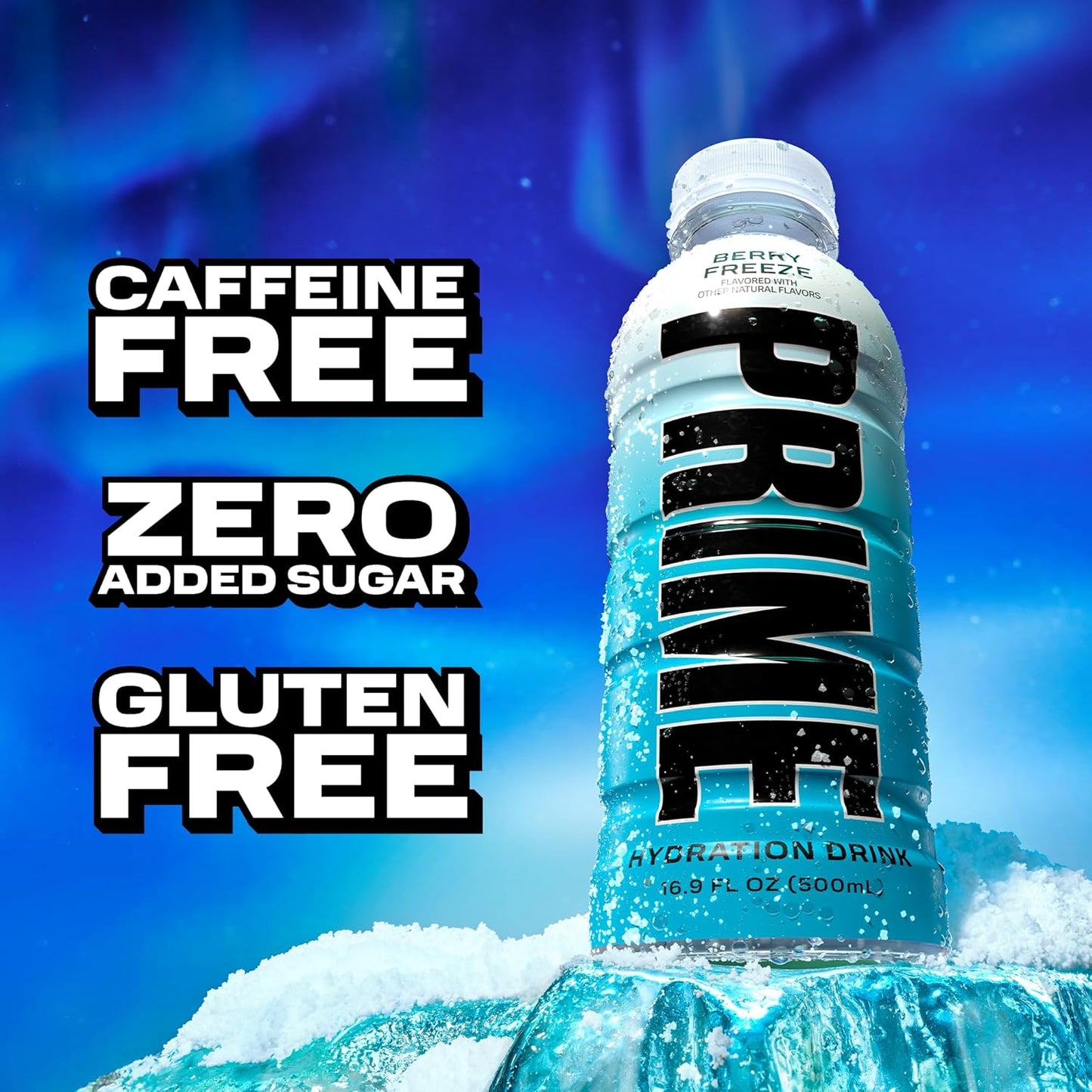 Prime Hydration Drink, New Special Edition BLUE FREEZE Bottle, 16.9oz peak of 12