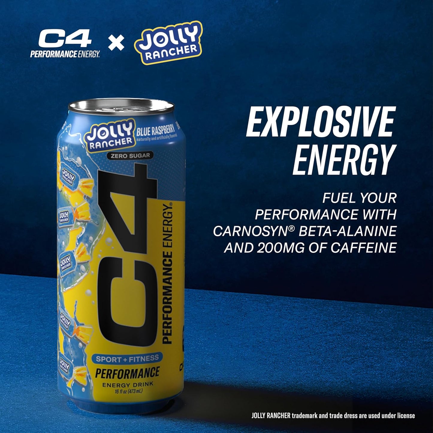Cellucor C4 Performance Energy Drink | JOLLY RANCHER Blue Raspberry | Preworkout | 16 Fl Oz (12 Pack)