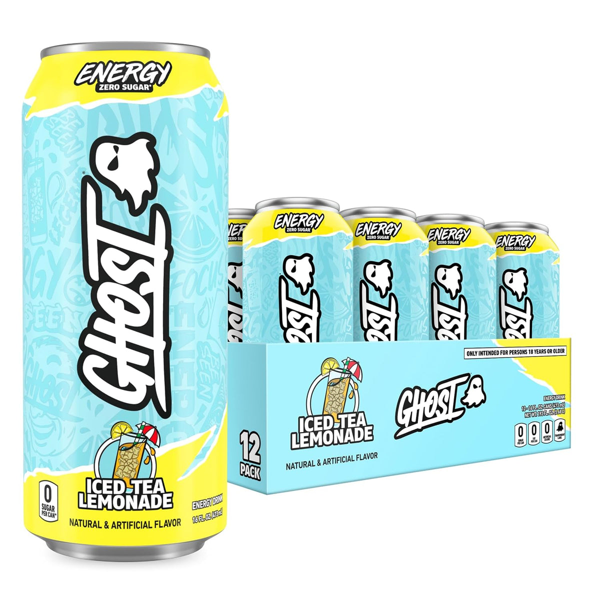 GHOST Energy Drink Iced Tea Lemonade 12-Pack 16oz cans