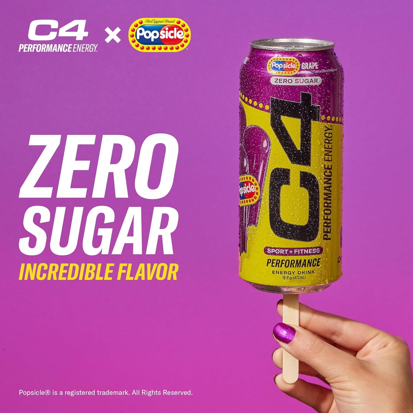 Cellucor C4 Energy Drink x | POPSICLE Cherry | Pre Workout | 16 Fl Oz (12 Pack)