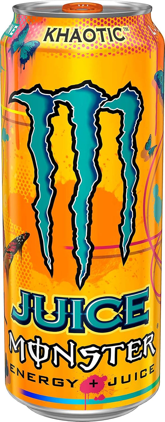 Monster Energy Juice Monster Khaotic Tropical Orange, Energy + Juice, Energy Drink, 16 Ounce (Pack of 15)