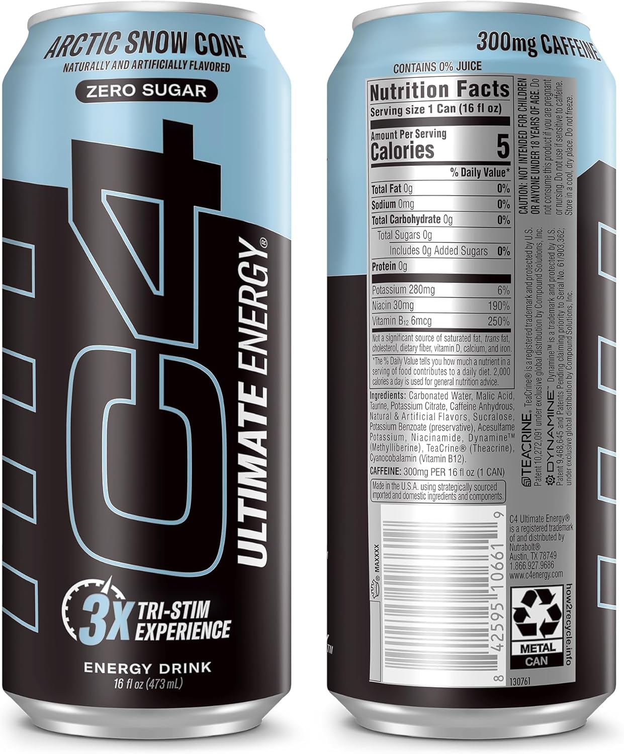 Cellucor C4 Performance Energy Drink | Arctic Snow Cone | 16 Fl Oz (12 Pack)