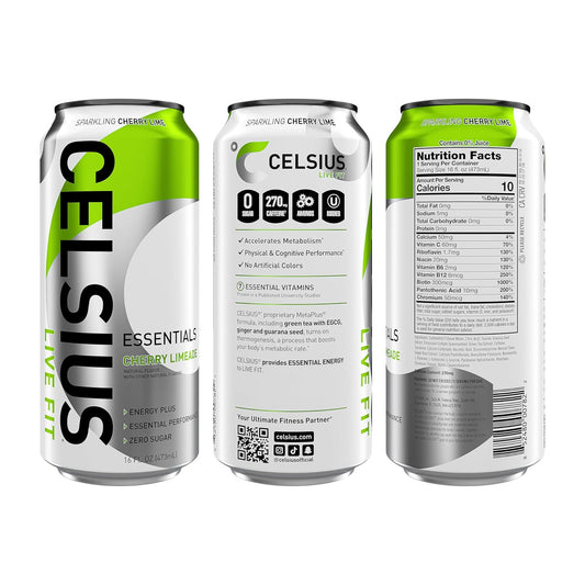 CELSIUS HEAT Performance Energy Drink, Cherry Lime, 16 Fl Oz (Pack of 12)