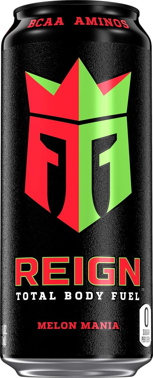 Reign Total Body Fuel, Melon Mania, Fitness & Performance Drink, 16 Fl Oz (Pack of 12)