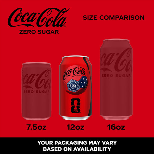 Coca-Cola Zero Sugar can showing real cola flavor and zero calories