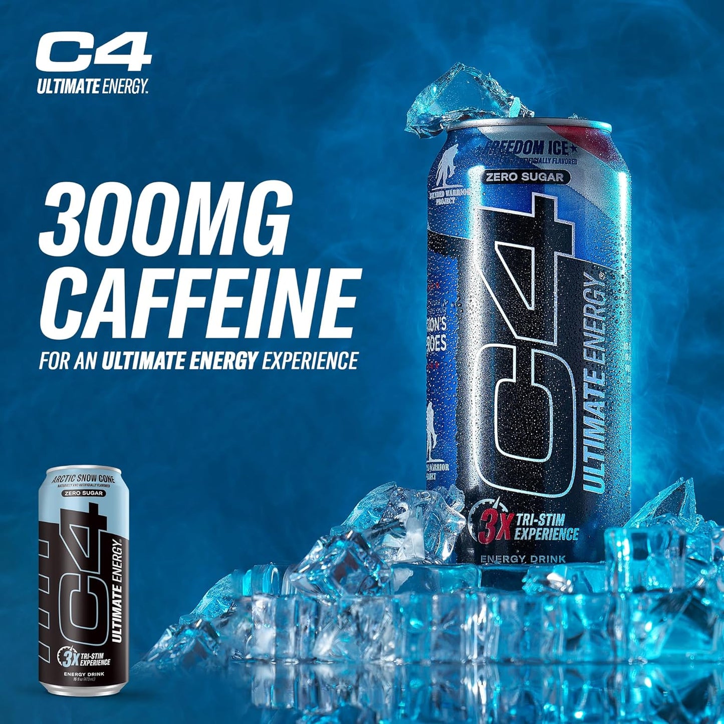 Cellucor C4 Performance Energy Drink | Arctic Snow Cone | 16 Fl Oz (12 Pack)
