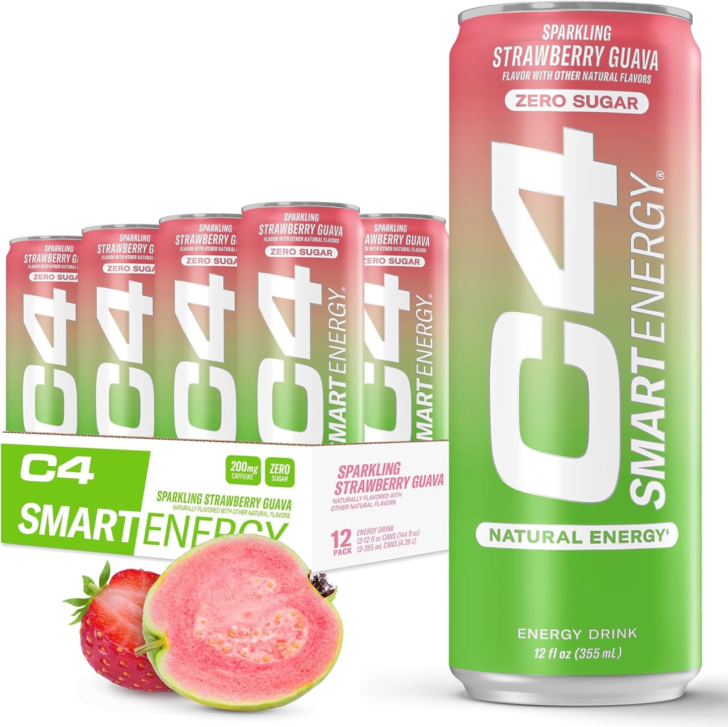 Cellucor C4 Performance Energy Drink | Strawberry Guava | 16 Fl Oz (12 Pack)
