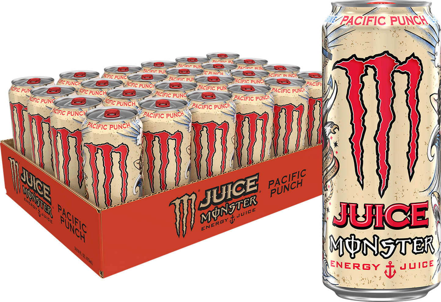 Juice Monster Pacific Punch, Energy + Juice, Energy Drink, 16 Ounce (Pack of 24)