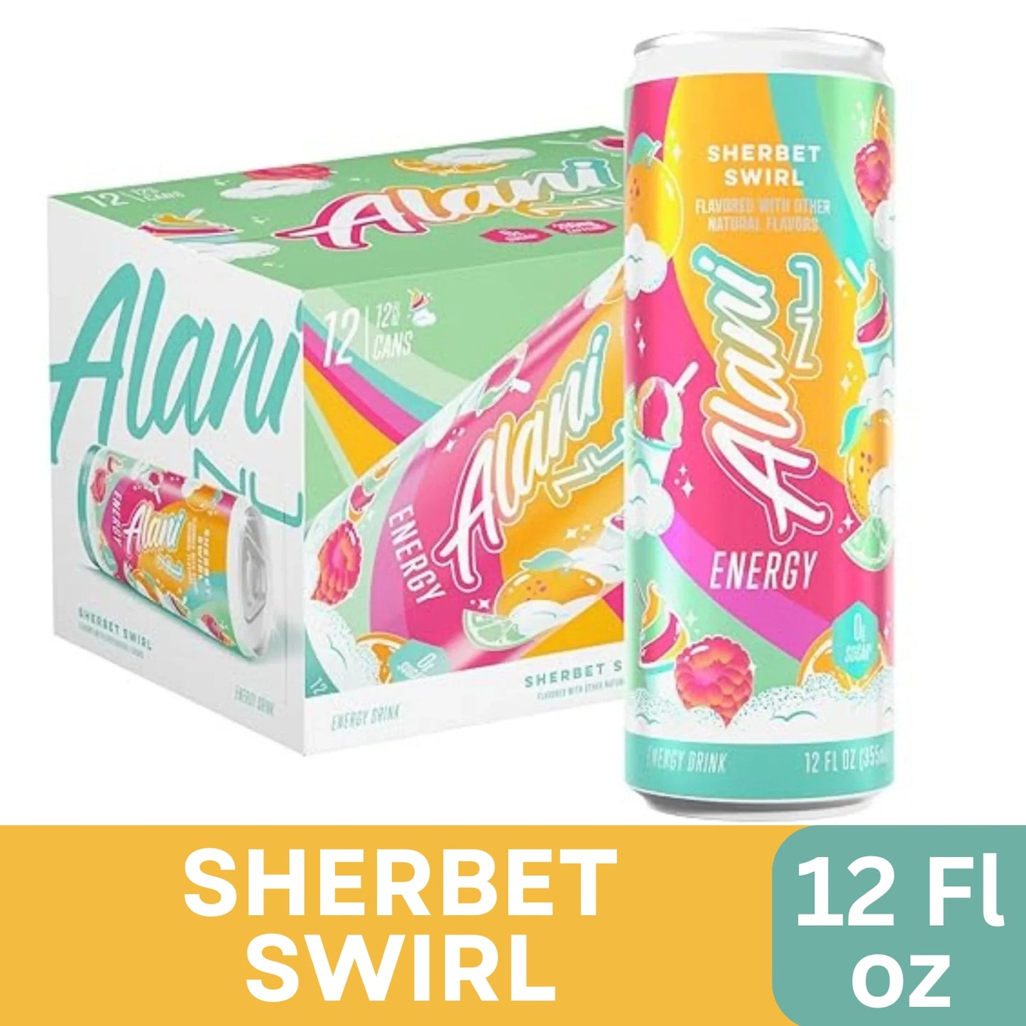 Alani Nu SHERBET SWIRL 12 Fl oz Pack of 12