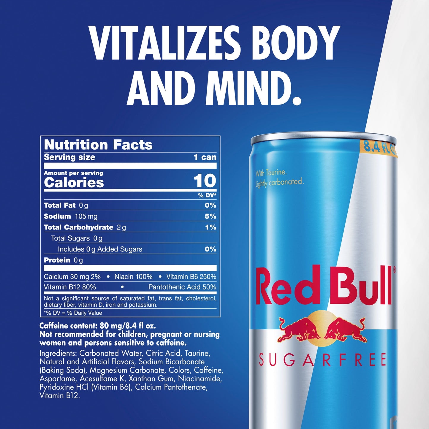 Red Bull Sugar Free cans chilled and ready to drink