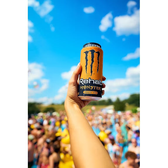 Monster Energy Rehab Peach Tea + Energy - 15.5 Oz., (12 Pack)