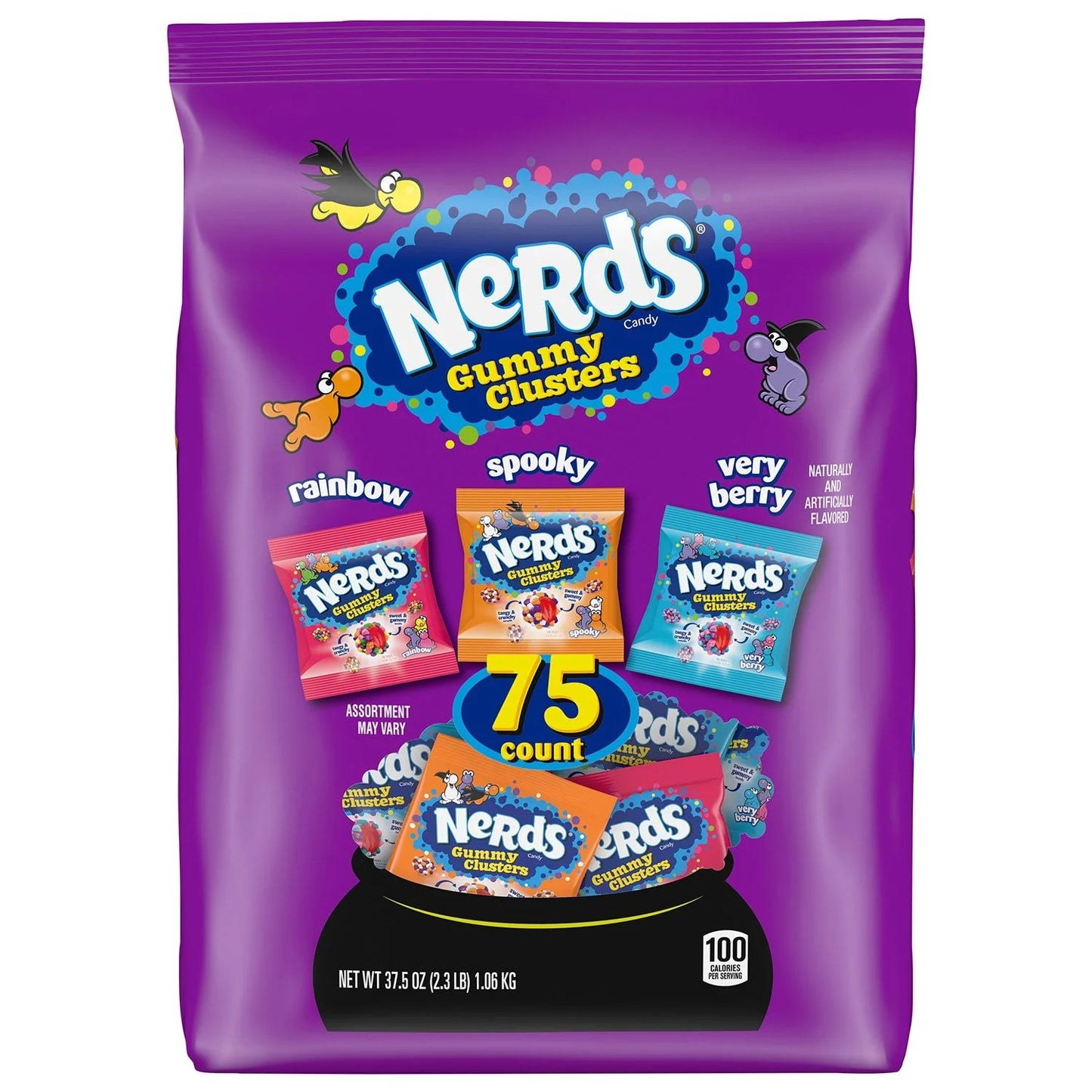 Nerds Halloween Gummy Clusters - 75 Treat-Size Bags Spooky Sweetness!