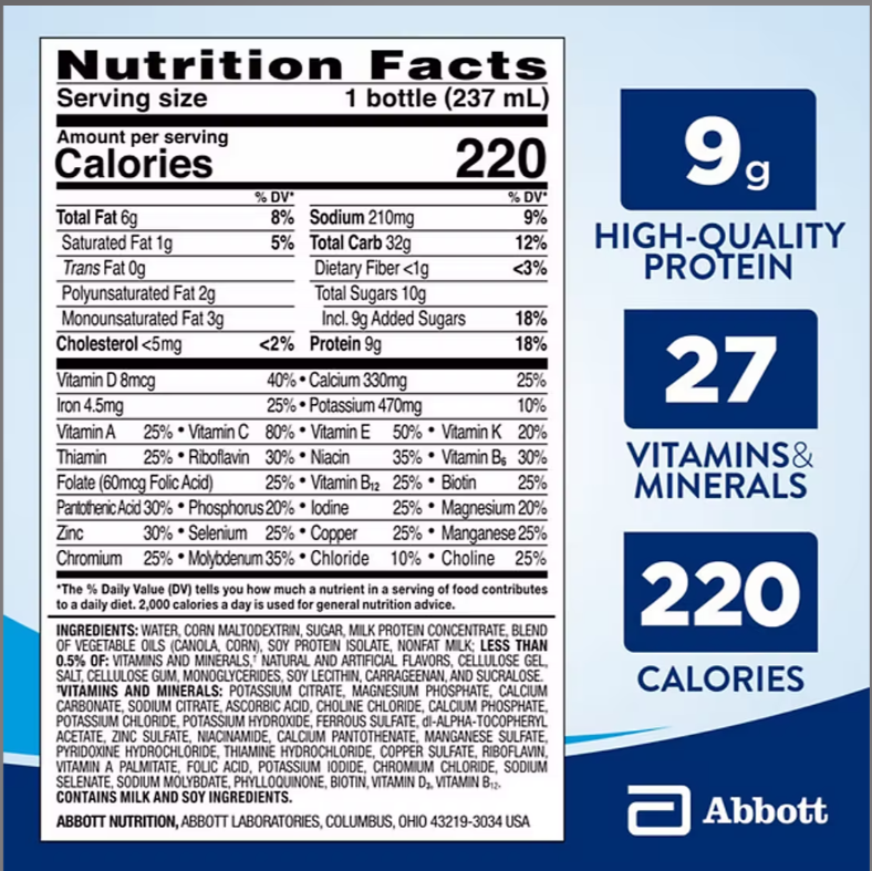Ensure Original Vanilla Nutrition Shake 8oz – 24 Bottles | High Protein