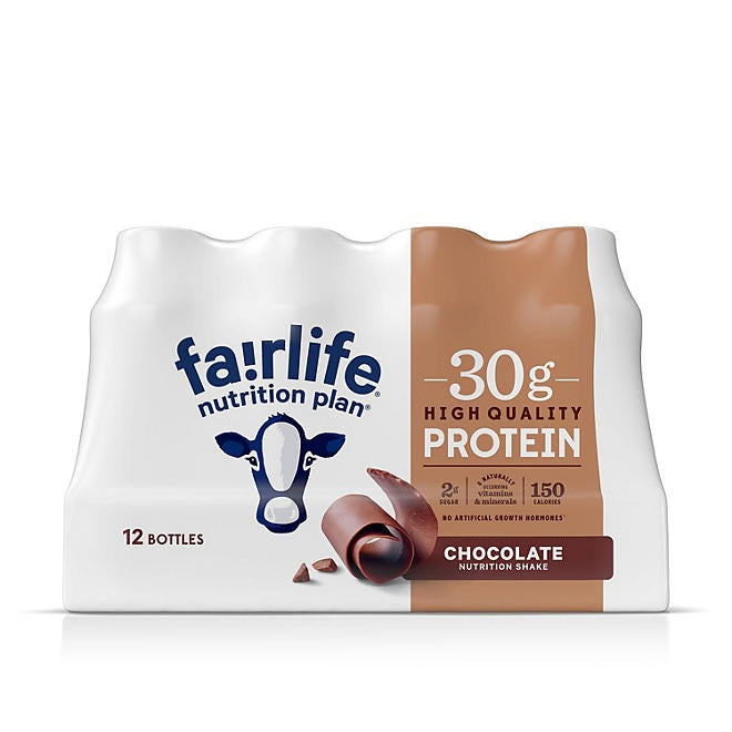 fairlife nutrition plan chocolate protein shake package on a white background