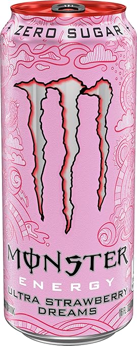 Monster Energy Ultra Strawberry Dreams, Pink Monster Drink, 16 Ounce (Pack of 15)
