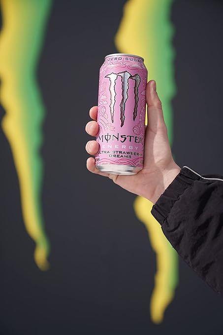 Monster Energy Ultra Strawberry Dreams, Pink Monster Drink, 16 Ounce (Pack of 15)