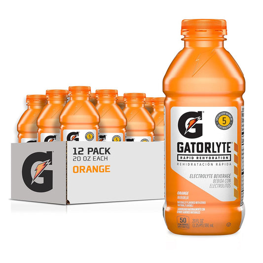 Power Play: Gatorlyte Rapid Rehydration Electrolyte Beverage, Orange, 20oz (12 Pack)