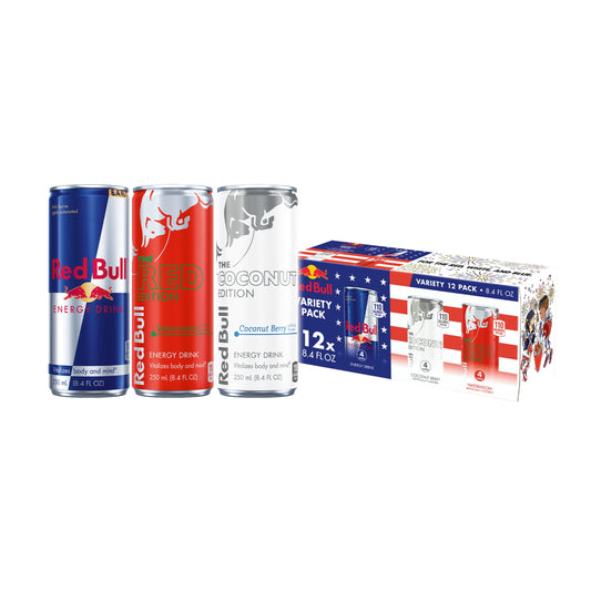 Red Bull Summer Celebration Variety Pack, 12 cans, 8.4oz, Original Watermelon Coconut Berry