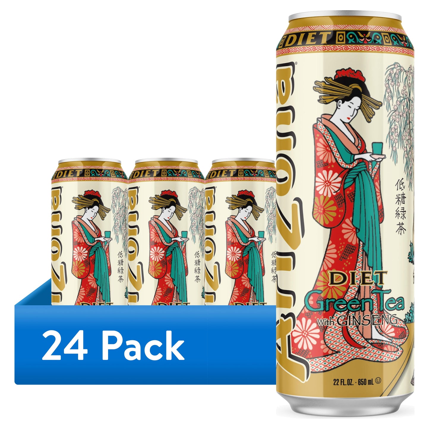 AriZona Diet Green Tea with Ginseng 24-pack, 22oz cans