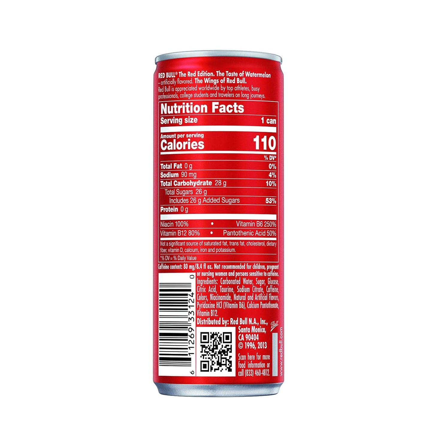 Red Bull Energy Drink, Watermelon, Red Edition, 12 Fl Oz Pack of 12 Cans