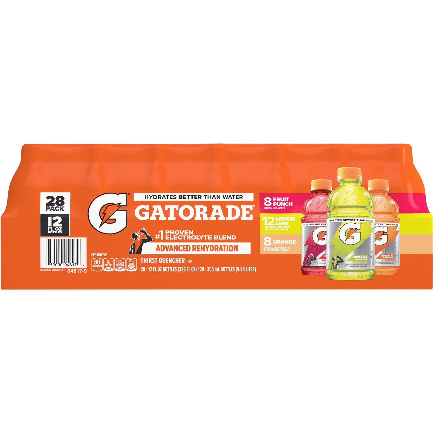 Gatorade Sports Drinks Core Variety Pack, 28 bottles, 12 fl oz, Lemon-Lime Fruit Punch Orange