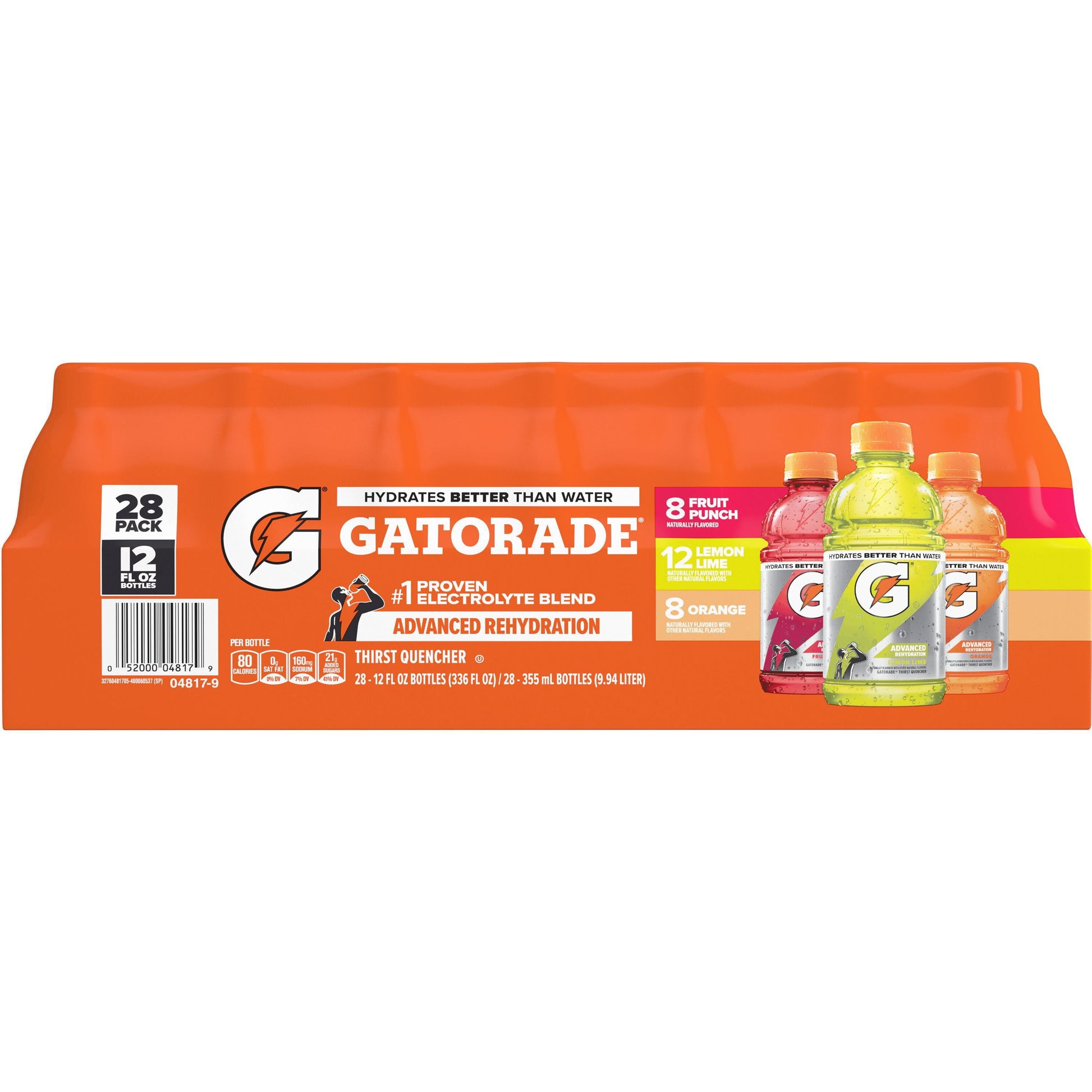 Gatorade Sports Drinks Core Variety Pack, 28 bottles, 12 fl oz, Lemon-Lime Fruit Punch Orange