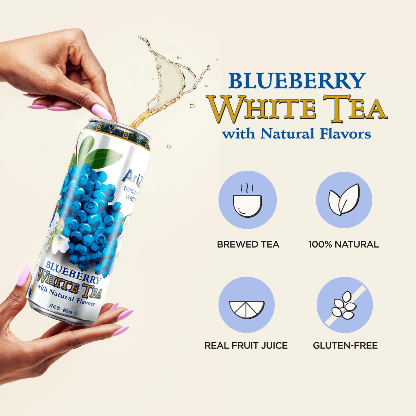 AriZona Blueberry White Tea cans ready to drink chilled