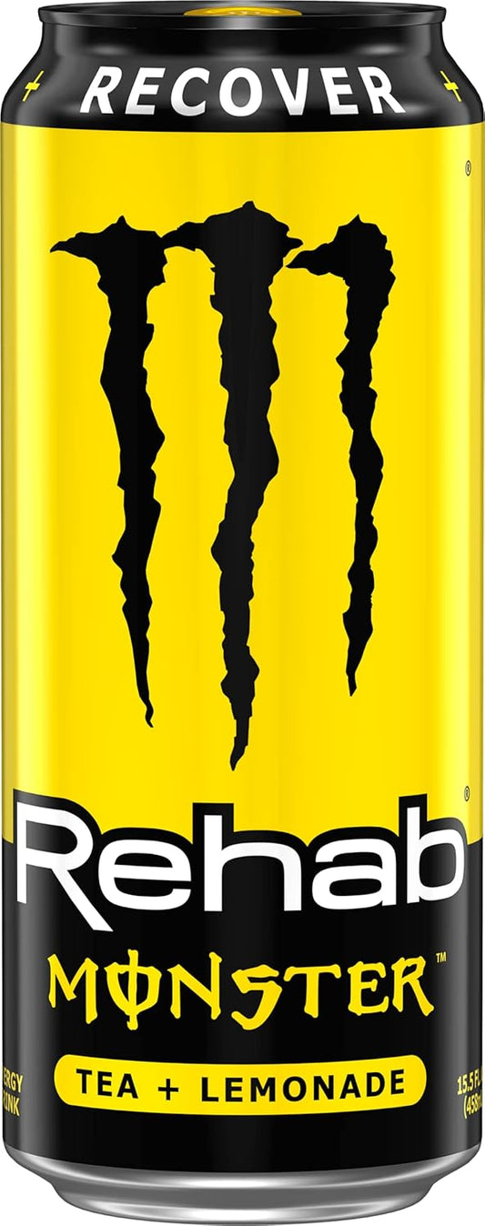 Monster Energy Rehab Tea + Lemonade + Energy, Energy Iced Tea, Energy Drink 15.5 Ounce (Pack of 15)